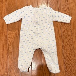 Little Me White and Blue Car Footie